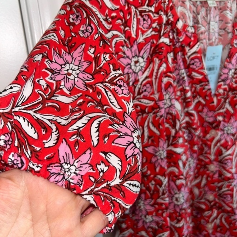 NWT LOFT button down, floral dress - sz SMALL Petite - Picture 5 of 7